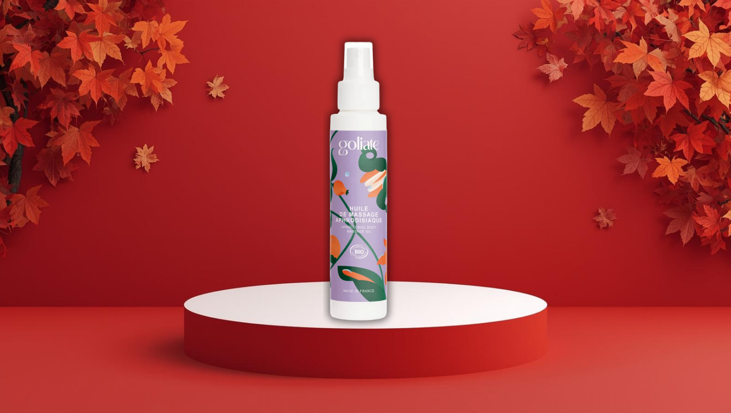 Huile de Massage Aphrodisiaque Bio GOLIATE - Sensualité & Relaxation