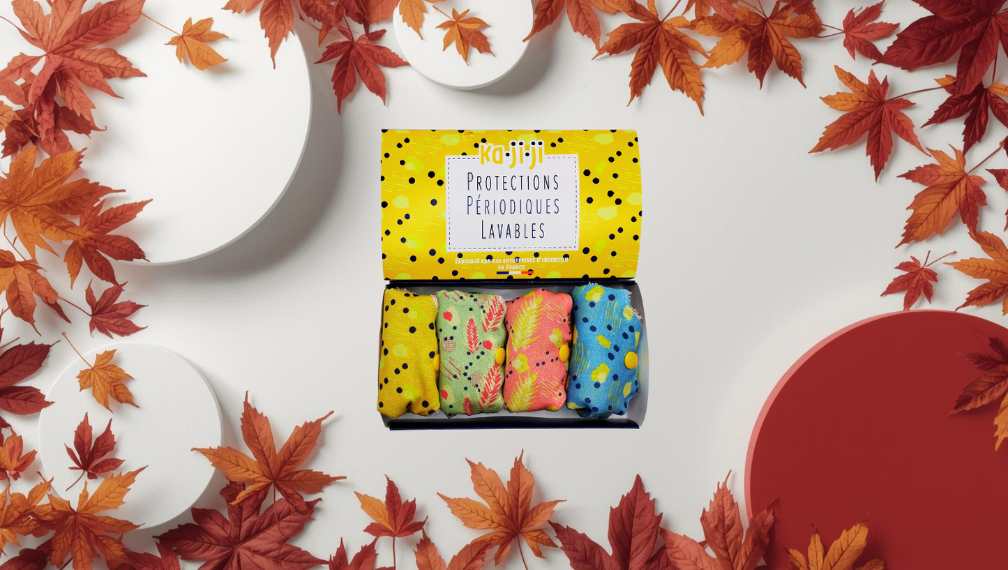 Pack 4 Serviettes Menstruelles Lavables Bio - Confort et protection naturelle