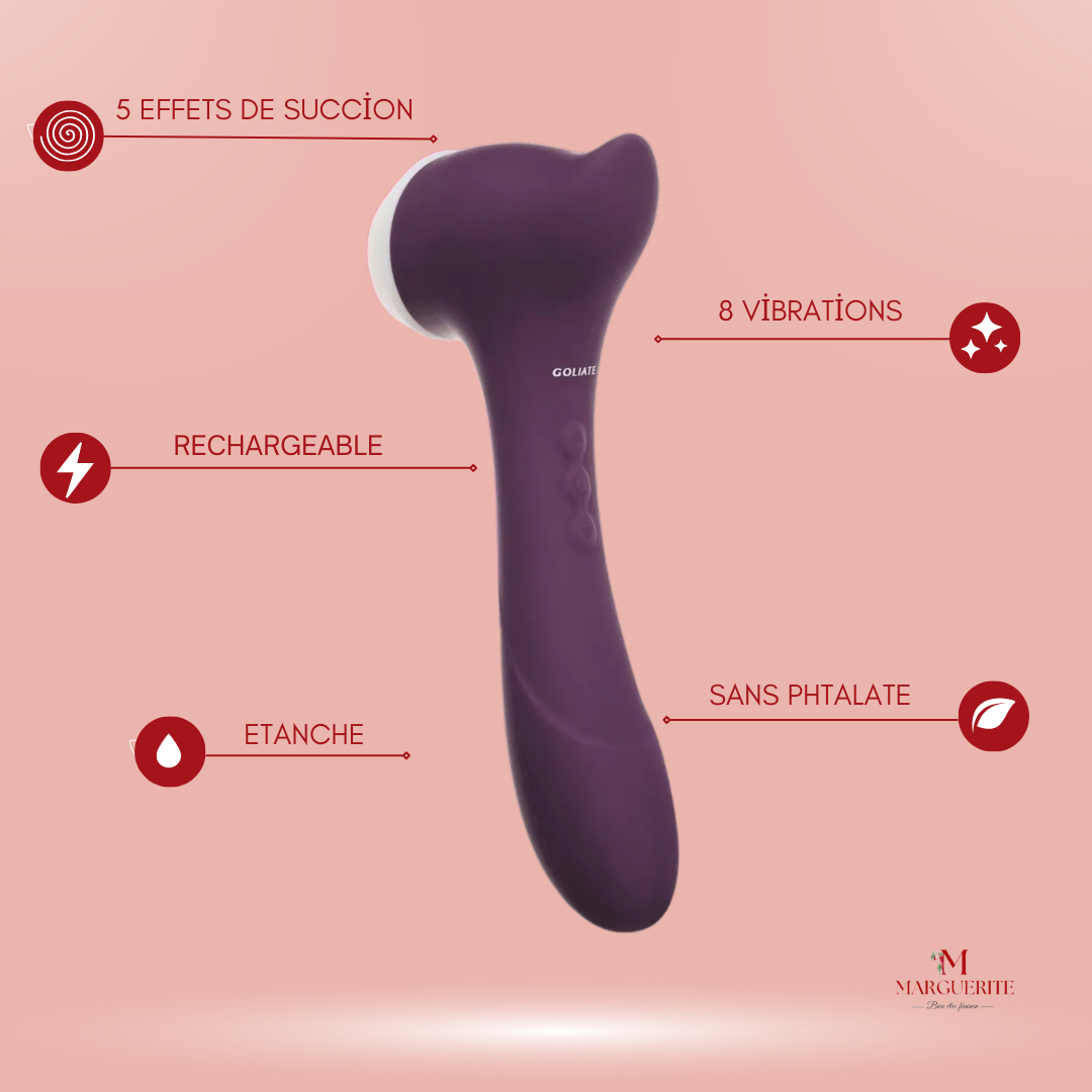 Stimulateur Clitoridien & Vibromasseur 2 en 1 GOLIATE - Double Stimulation & Plaisir Intense