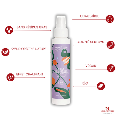 Huile de Massage Aphrodisiaque Bio GOLIATE - Sensualité & Relaxation